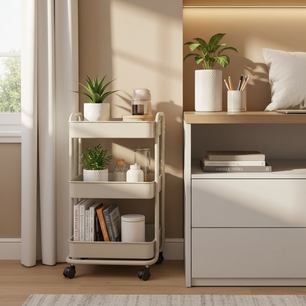 Carrito organizador en habitación