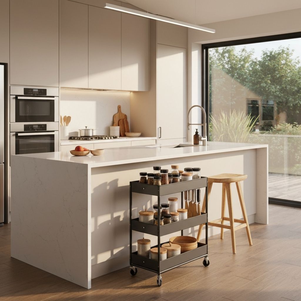 Carrito organizador multiuso Orden Total en una cocina moderna